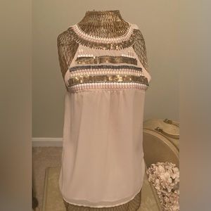 The Limited Pale Pink Halter with Sequin Detail